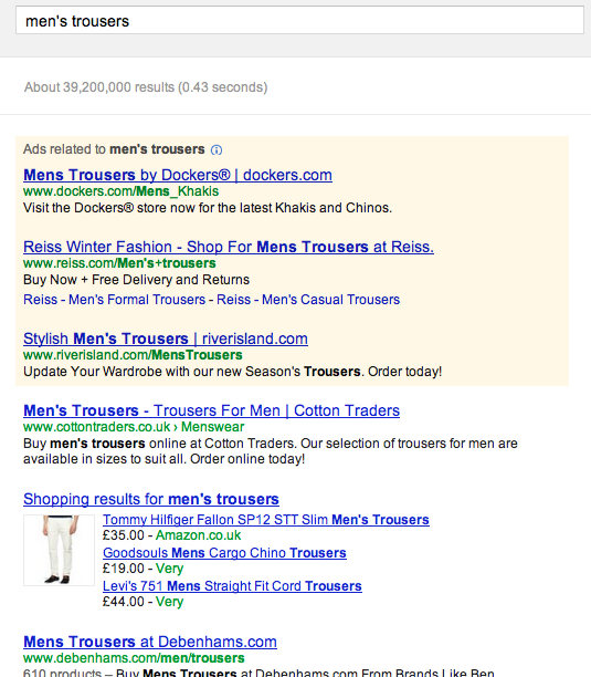Men's trousers google shopping
