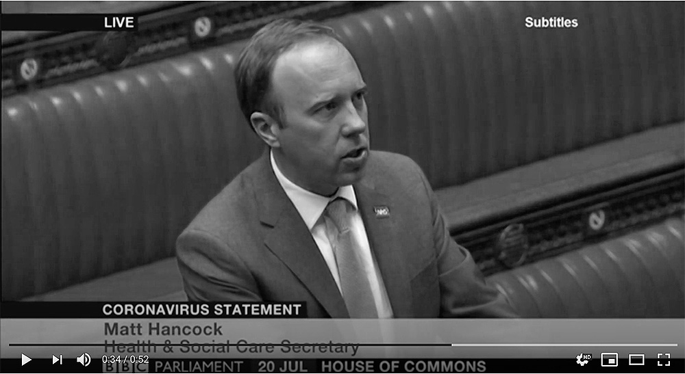 Matt Hancock answers question in Parliament