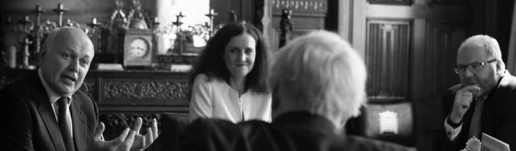 Prime minister Boris Johnson holds a meeting with Sir Iain Duncan Smith, Theresa Villiers and George Freeman to discuss the launch of the Taskforce on Innovation, Growth and Regulatory Reform (TIGERR) at his office in the House of Commons.